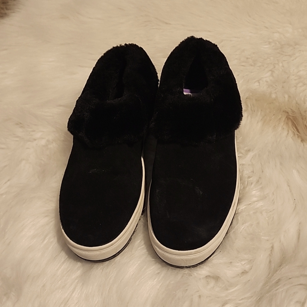 Blondo Suri Women's Waterproof Slippers, Faux Leather, Black Suede, Size 6.5 M